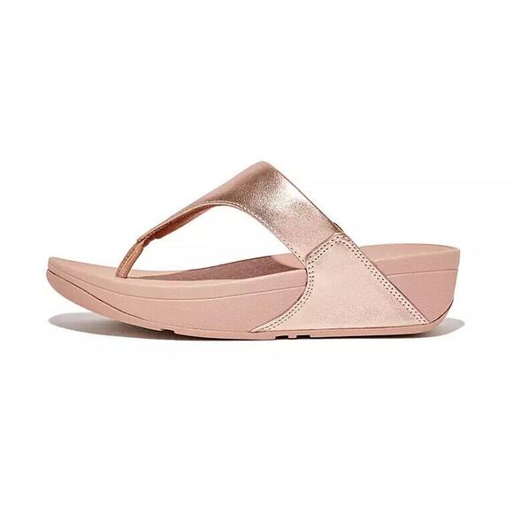 FitFlop™ Women's Lulu Leather Toe-Post Sandal - Rose Gold NIB - Picture 2 of 5